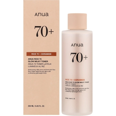 تونر روشن کننده و آبرسان برنج آنوا Anua Rice 70 Glow Milky Toner حجم 250 میلی لیتر اورجینال