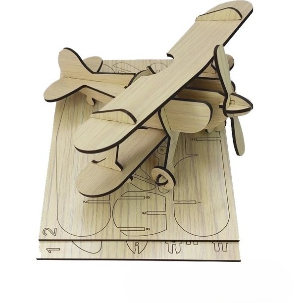پازل چوبی سه بعدی هواپیمای ملخی دوبال
