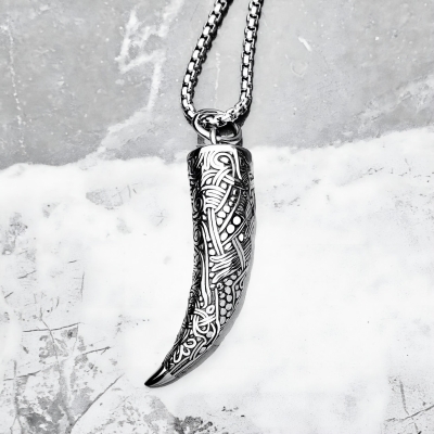 گردنبند طرح عاج سرخپوستی  استیل رنگ ثابت ارزانترین فروشگاه اینترنتی