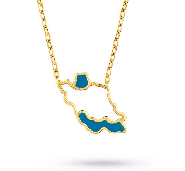 گردنبند طرح نقشه ایران طلایی آبی ارزانترین فروشگاه اینترنتی