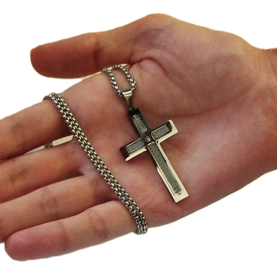 گردنبند صلیب جنس استیل ضد زنگ ارزانترین فروشگاه اینترنتی