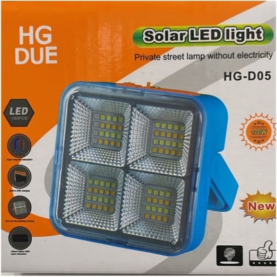 پروژکتور خورشیدی شارژی مدل D05 ۱۰۰ وات با باتری لیتیومی و شارژ USB در ارزانترین فروشگاه اینترنتی ایران ارزان