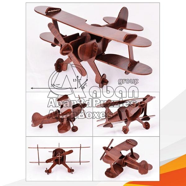 پازل چوبی سه بعدی هواپیمای ملخی دوبال در ارزانترین فروشگاه اینترنتی ایران ارزان