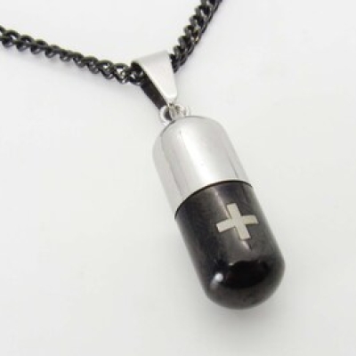 پلاک گردنبند کپسول عشق مشکی نقره ای بازشو در ارزانترین فروشگاه اینترنتی ایران ارزان