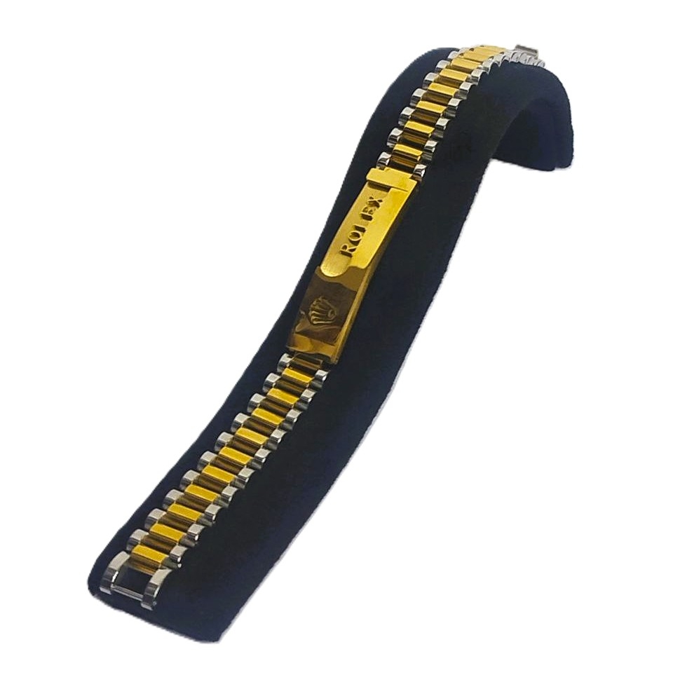 دستبند طرح رولکس دو رنگ طلایی نقره ای در ارزانترین فروشگاه اینترنتی ایران ارزان