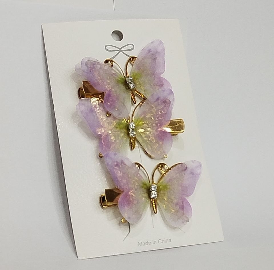 گیره موی سه تایی طرح پروانه دو رنگ دارای رنگبندی در ارزانترین فروشگاه اینترنتی ایران ارزان