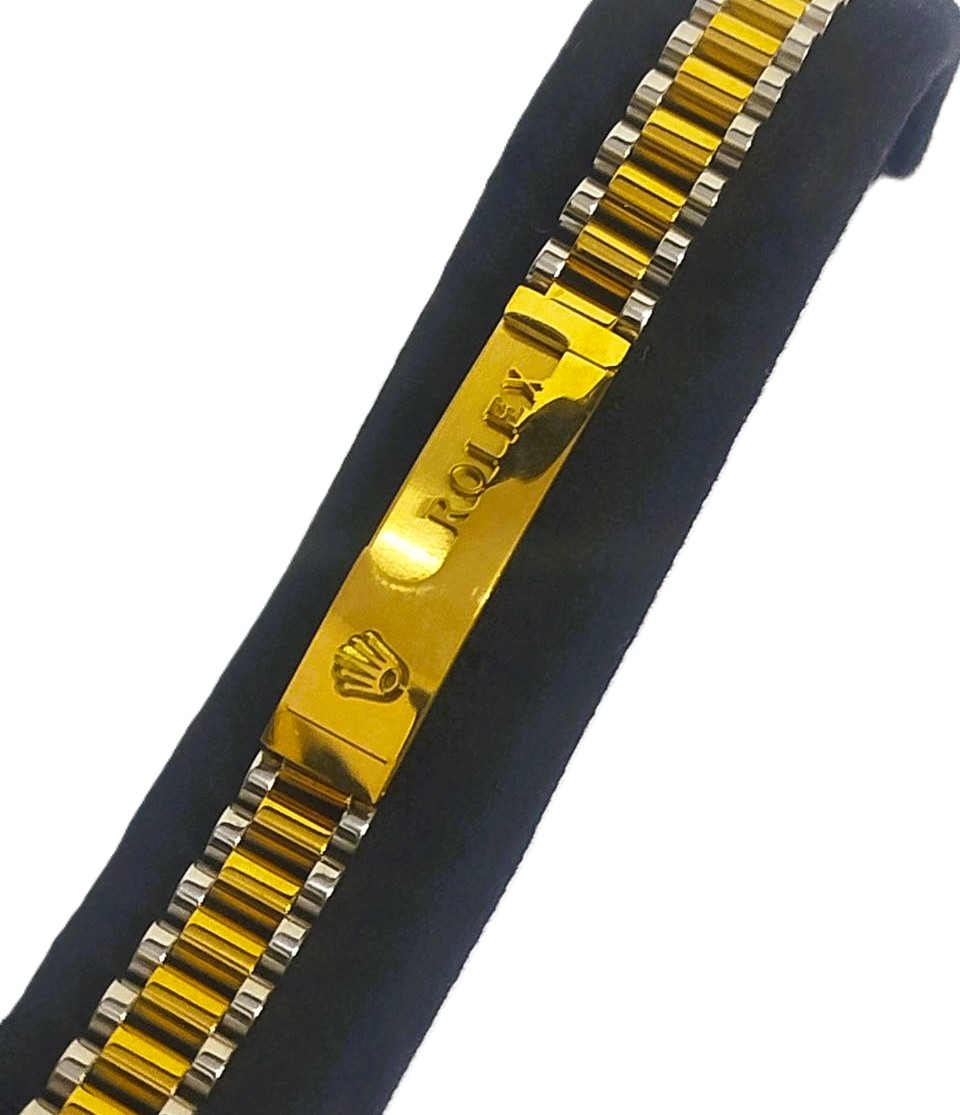 دستبند طرح رولکس دو رنگ طلایی نقره ای ارزانترین فروشگاه اینترنتی