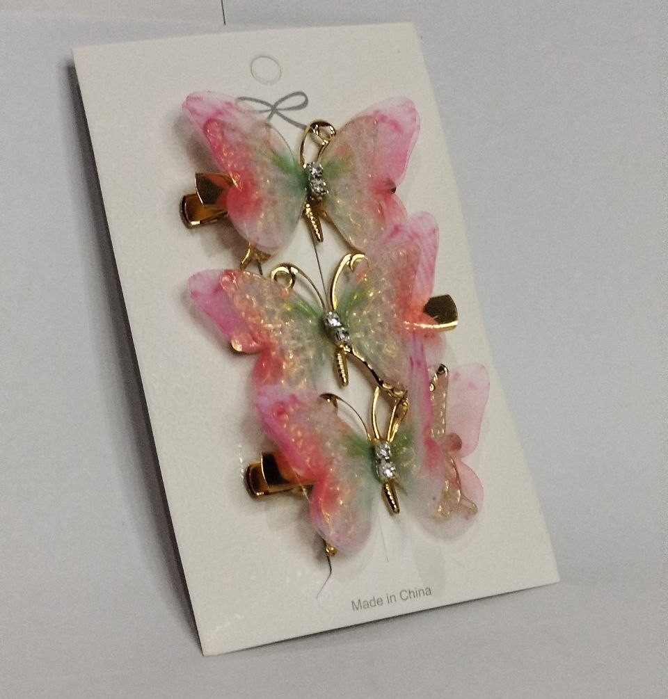 گیره موی سه تایی طرح پروانه دو رنگ دارای رنگبندی در ارزانترین فروشگاه اینترنتی ایران ارزان