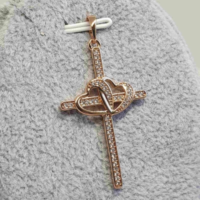 گردنبند طرح صلیب و قلب فول نگین ارزانترین فروشگاه اینترنتی