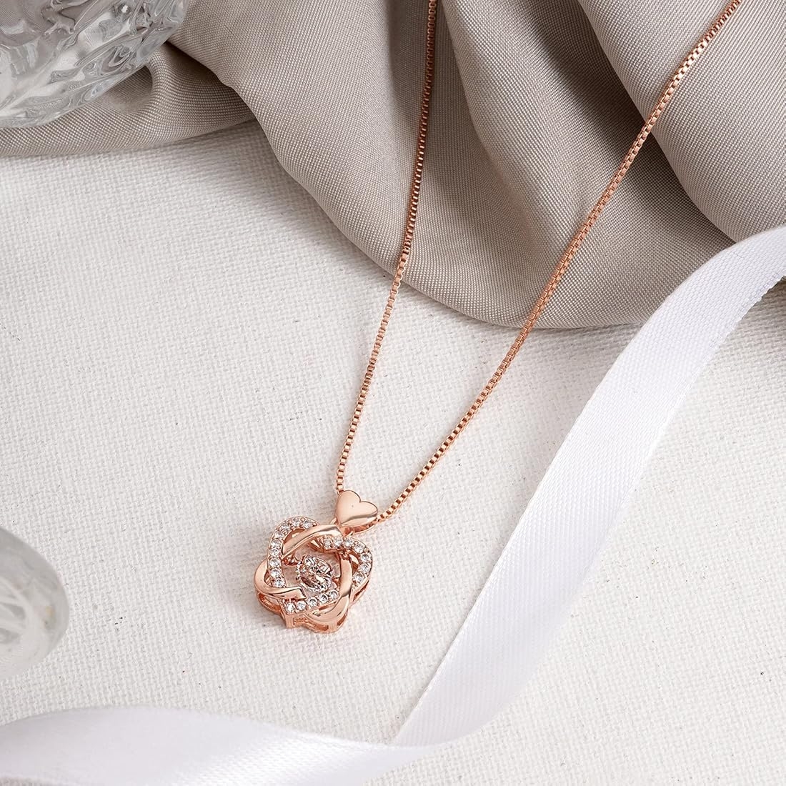 گردنبند پرنسسی رزگلد طرح قلب ویولا برند ژوپینگ Xuping ارزانترین فروشگاه اینترنتی