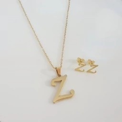 نیم ست گردنبند و گوشواره حروف انگلیسی Z استیل رنگ ثابت ارزانترین فروشگاه اینترنتی