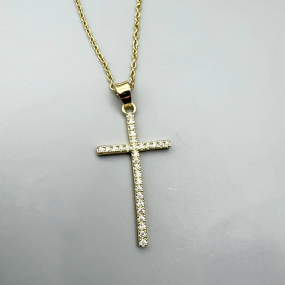 گردنبند زنانه سلیب طلایی رنگ ثابت