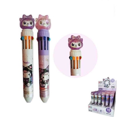 خودکار فانتزی فشاری 10 رنگ سر کرومی