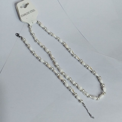 ست دستبند و گردنبند صدفی و مرواریدی